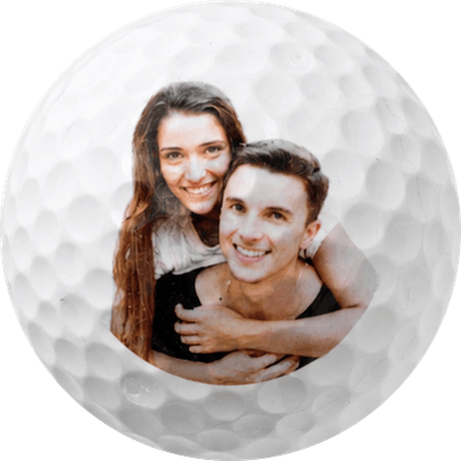 Couple photo golf ball, front